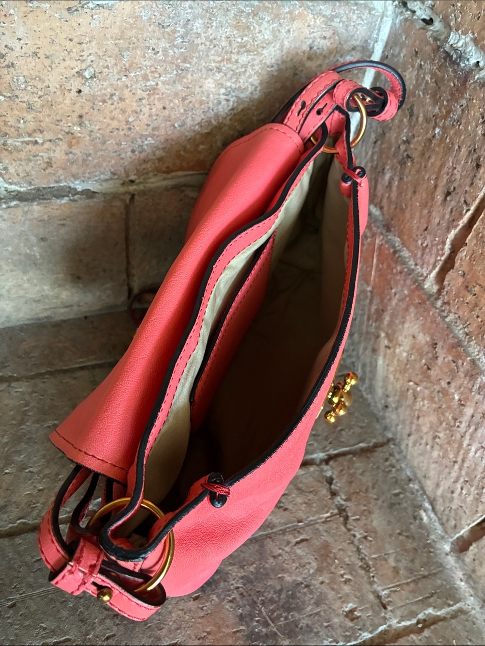 Chloe Elsie Leather two way Shoulder Bag Coral Pink Supple Leather - Picture 16 of 17